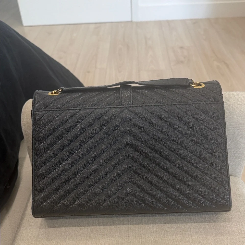 Saint Laurent Black Quilted Leather Shoulder Bag with Gold Hardware - Picture 2 of 5